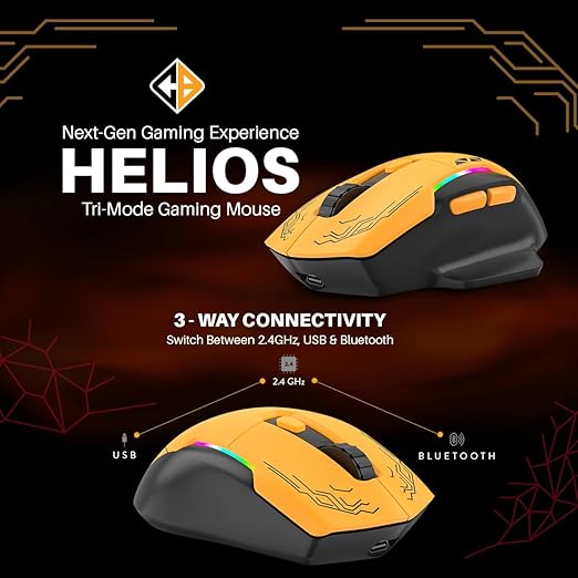 Cosmic Byte Helios Tri-Mode Wired + 2.4GHz Wireless + Bluetooth Gaming Mouse Black - Image 7