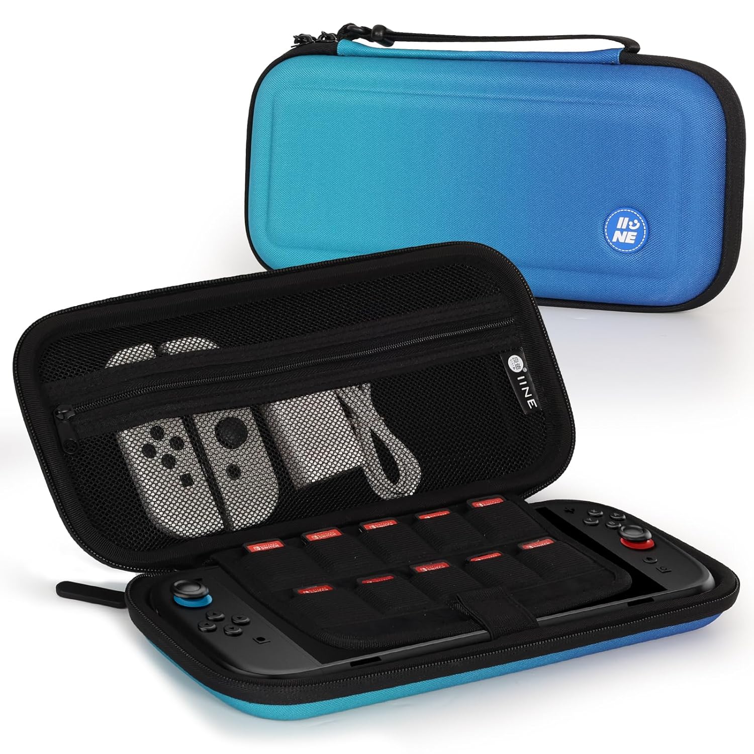 IINE Carry Case for Switch 2 Console, Protective Hard Shell Travel Storage Pouch with Mesh Bag, Durable Protective Bag Switch 2 Accessories EVA Case, Gradient Blue L1067 - Image 1