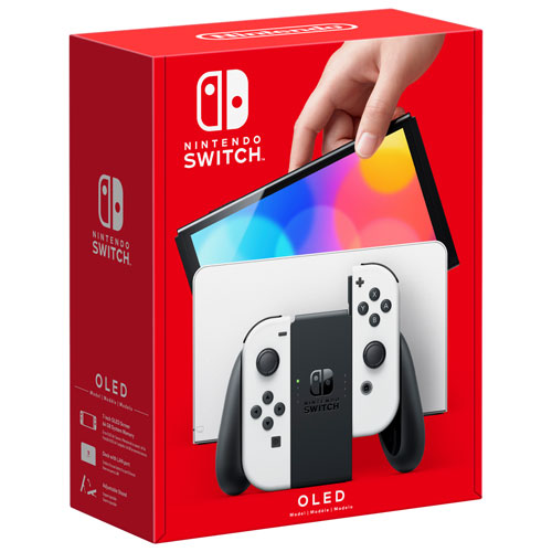 Nintendo Switch OLED with JoyCon White, Jailbroken 128 GB With 20 Games Unboxed ( Preowned ) - Image 1