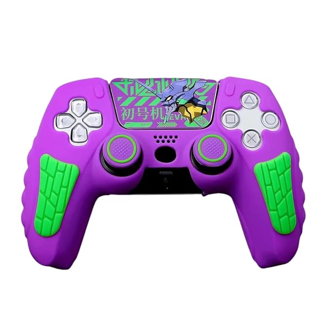 PS5 Controller Silicon Cover 2 Thumb Grip Purple & Green - Image 1