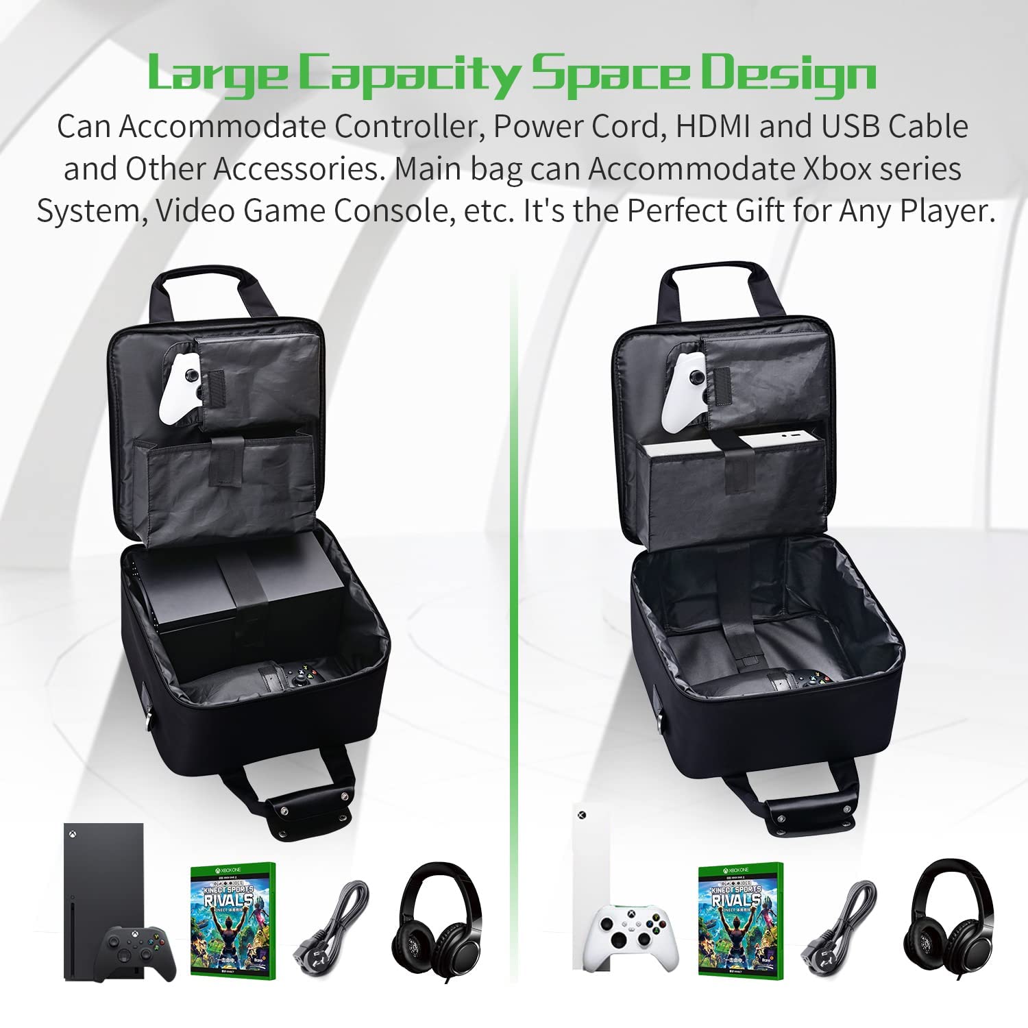 Storage Travel Bag Case for Xbox Series X Xbox Series S Console Carrying Case, Controllers Xbox Games and Gaming Accessories - Image 2