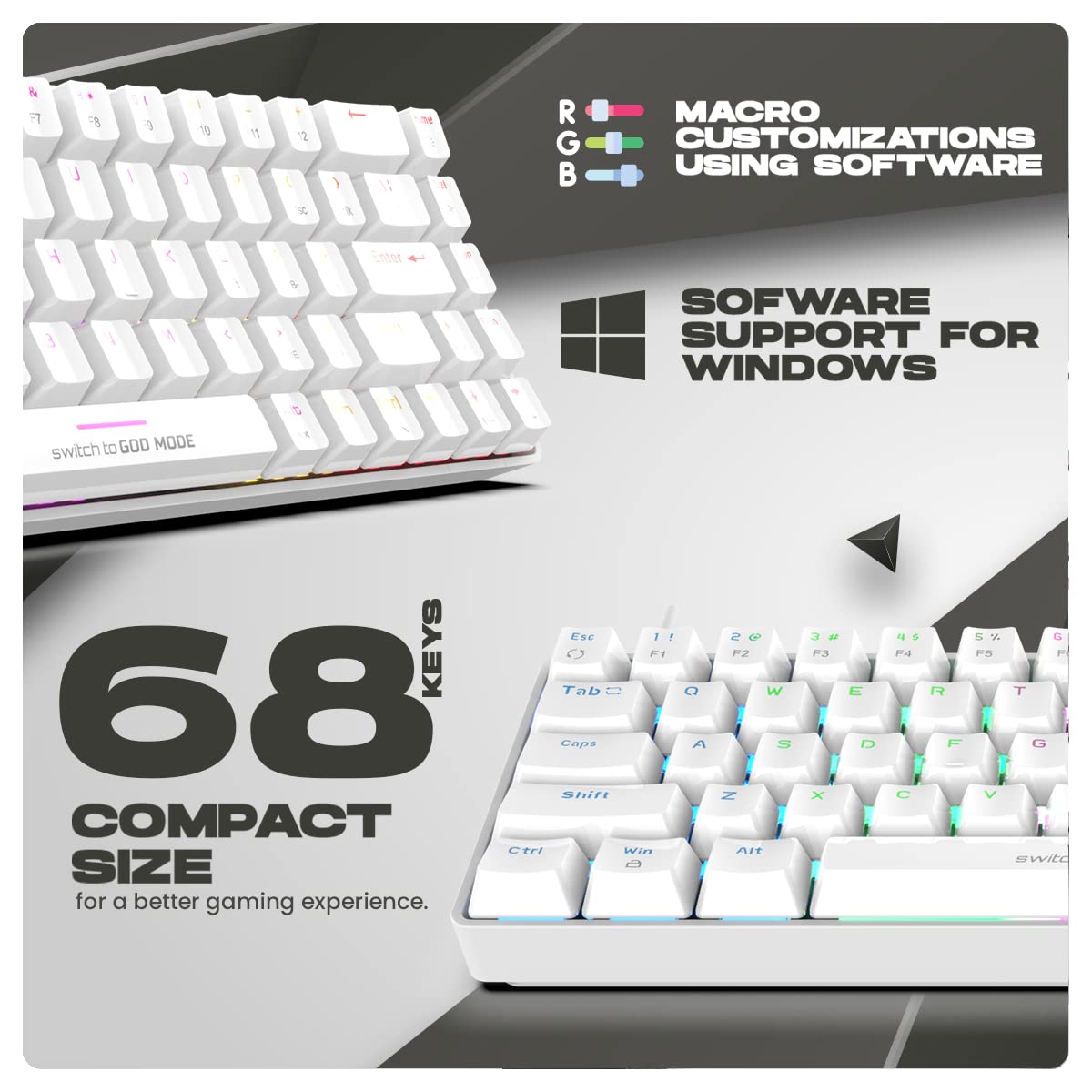 Cosmic Byte CB-GK-36 Artemis Wired RGB Mechanical Keyboard Outemu Swappable Blue Switches (White) Cosmic Byte CB-GK-36 Artemis Wired RGB Mechanical Keyboard Outemu Swappable Blue Switches (White) - Image 2