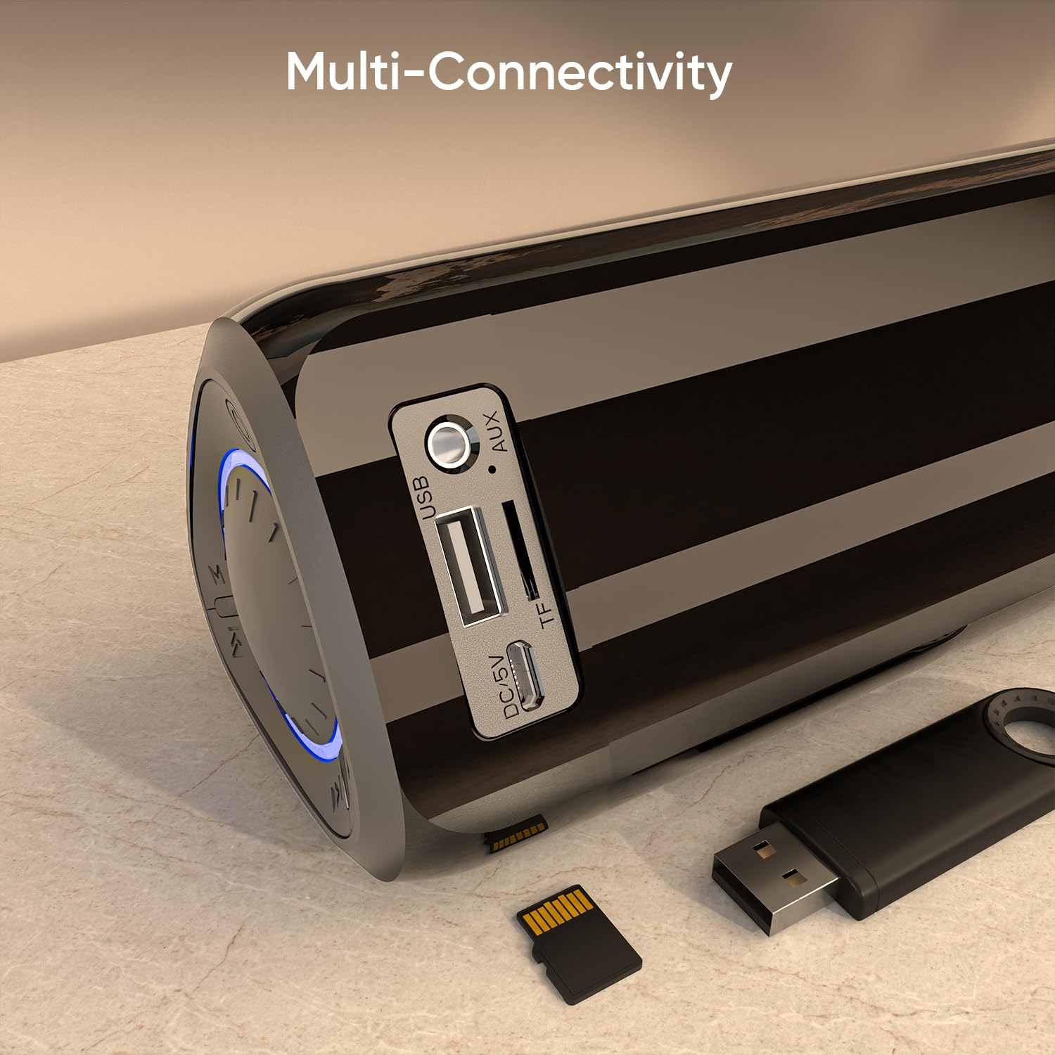 iGear Immerse 20W Bluetooth Soundbar with Subwoofer, 4 Hours, Heavy Bass, TWS, FM, Micro SD, USB, AUX, 5.3 BT for TV, Mobile, PC , Laptop Black - Image 6