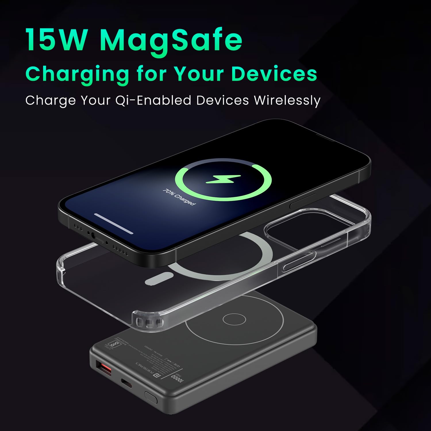 Portronics POR 2178 Luxcell Wireless Mini 10000 mAh 22.5W Fast Charging Power Bank, Supports Magnetic Charging Portronics POR 2178 Luxcell Wireless Mini 10000 mAh 22.5W Fast Charging Power Bank, Supports Magnetic Charging - Image 3