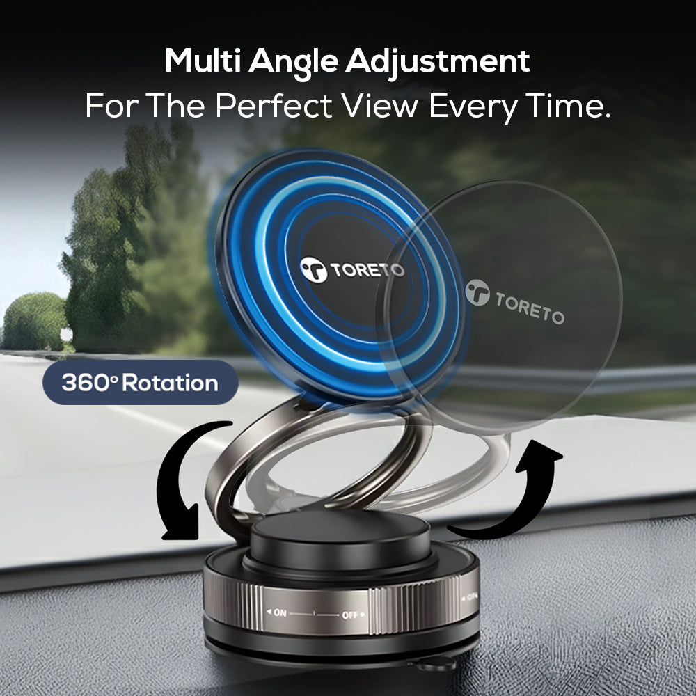 Toreto TOR-179 Mag Grip Magnetic Car Mobile Holder with 360° adjustment, Strong Grip Suction, Smart Lock, and Multi-Angle Adjustment - Image 7