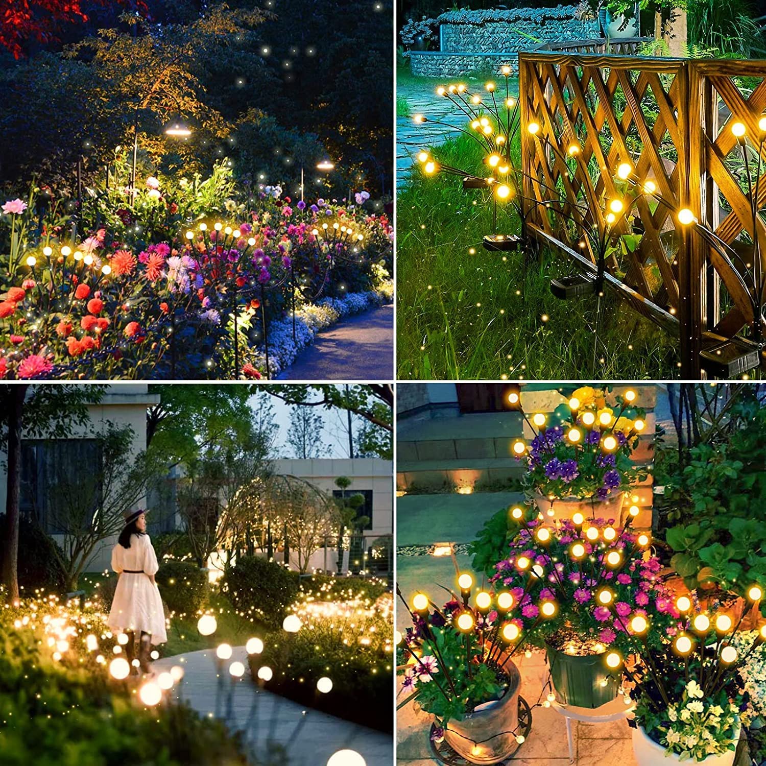 Solar Firefly Outdoor Waterproof Lights 2 x 8 LED Solar Powered Firefly Starburst Swaying Light Decorative Garden Stake Lights for Path Walkway Yard - Image 7