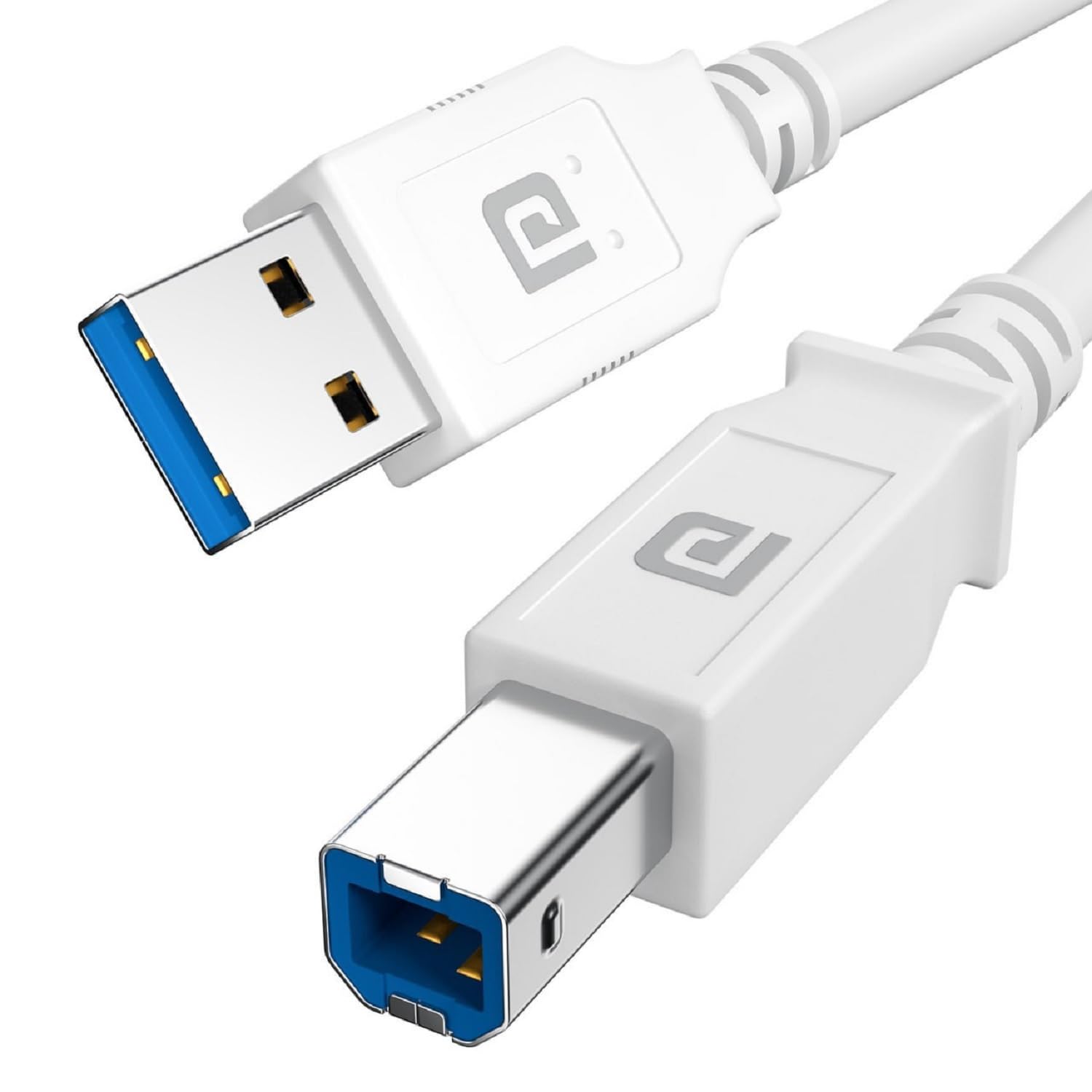 Portronics POR 2850 PrintLink 3 Printer Cable with USB Type-A to USB Type-B Male Connectors, 3 Meters / 10 Ft Long, High-Speed Transfer Cord for Printers, Scanners White - Image 1