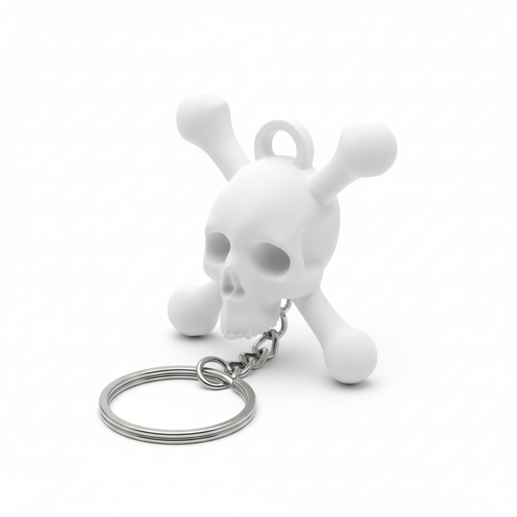 3D Printed Jolly Roger Skull & Crossbones Keychain - Image 3