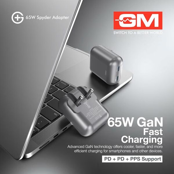 GM G+ 65W Spyder GaN Adapter Adapter only 65W Adapter Grey - Image 4