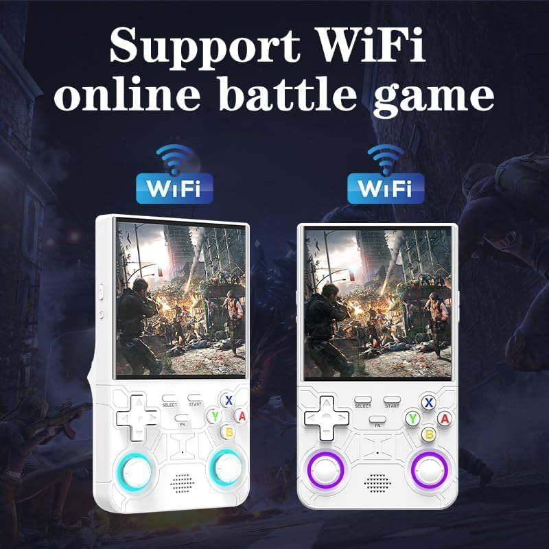 R36 Ultra Retro Handheld Game Console, with 64G Built-in 20000+ Games, 3000mAh Rechargeable, Support 20+ Simulators, Linux System, 4.0 Inch IPS Screen Portable Pocket Arcade with RGB Light Blue - Image 2