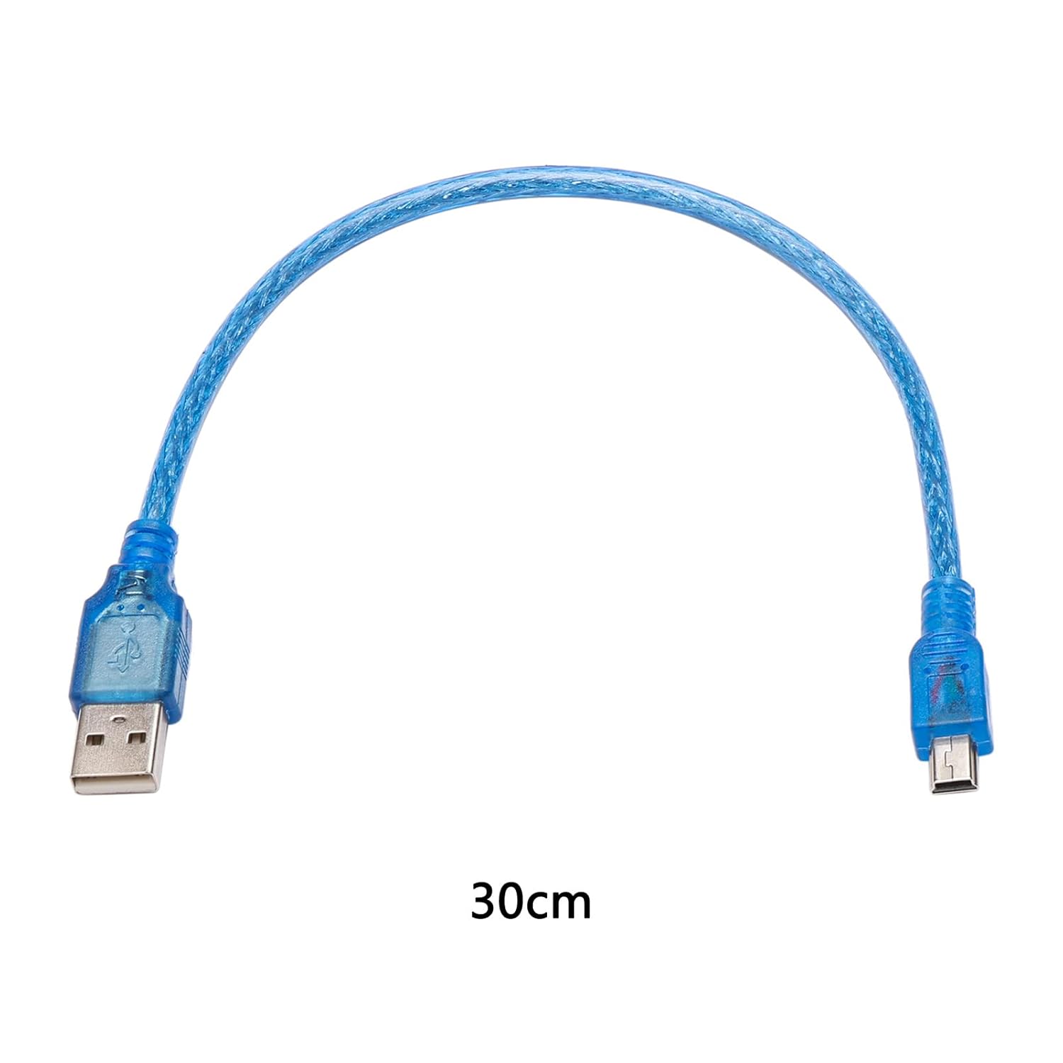 Blue Short USB 2.0 A Male To Mini 5 Pin B Male Data Charging Cable 30cm - Image 4