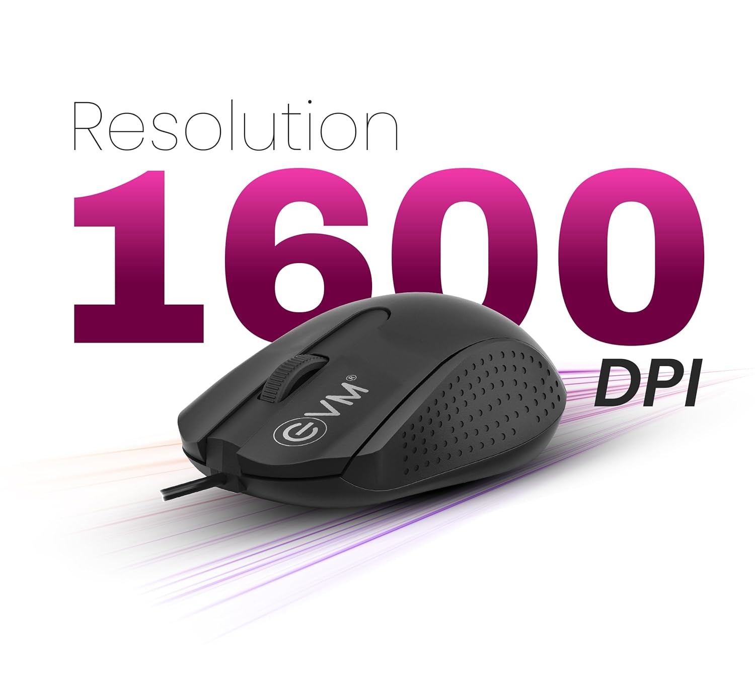 EVM M081 Wired Office Mouse,1000 DPI Optical Sensor,USB Plug & Play,1.3m Cable, Anti-Grip Ergonomic Design,Black 1 Year Warranty - Image 3