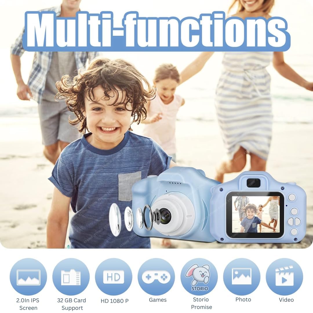Kids Digital Camera Toy 3.0MP 1080P HD Video Camera with Games 2-Inch Screen with No Printer USB Rechargeable, Multicolour - Image 5