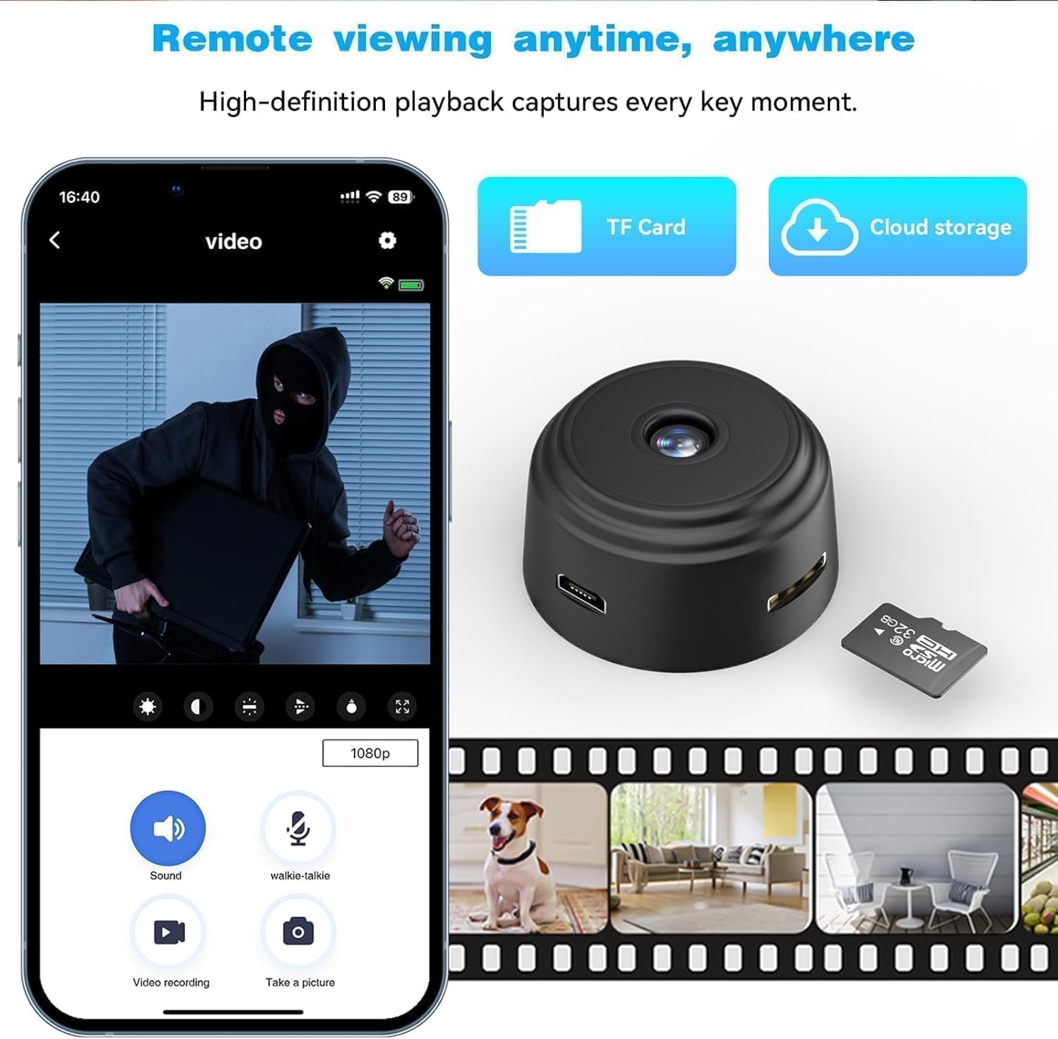 Mini WiFi Spy Camera Hidden for Home Outdoor High HD Focus Spy Magnet Mini Live Stream Night Vision IP Wireless 1080P Audio Video Hidden Indoor BLACK - Image 10