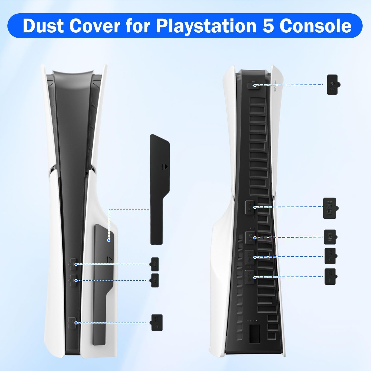 Dust Plug for PS5 Slim, 9Pcs Dust Plug Kit for PS5 Slim Console, Silicone Dust Plugs Protector Anti dust Cover Dustproof Plug for PS5 Slim Playstation 5 Disk/Digital Console PS5 Game Console Accessories - Image 2