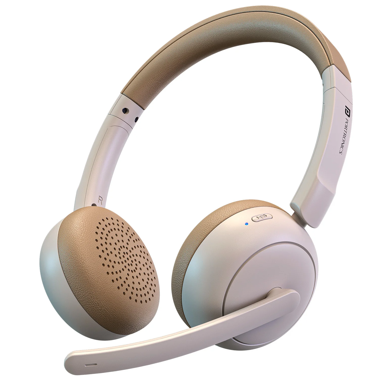 Portronics POR 3419 Muffs A3 ENC Upto 50 Hours Playtime | Bluetooth Version 6.0 | Adjustable Headband | Type C Fast Charging Beige - Image 1