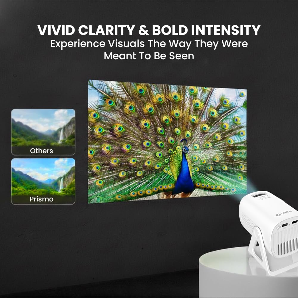 Toreto Prismo Full HD 1080P Smart Projector with WiFi Miracast (Android 12), 150 ANSI Lumens. - Image 10