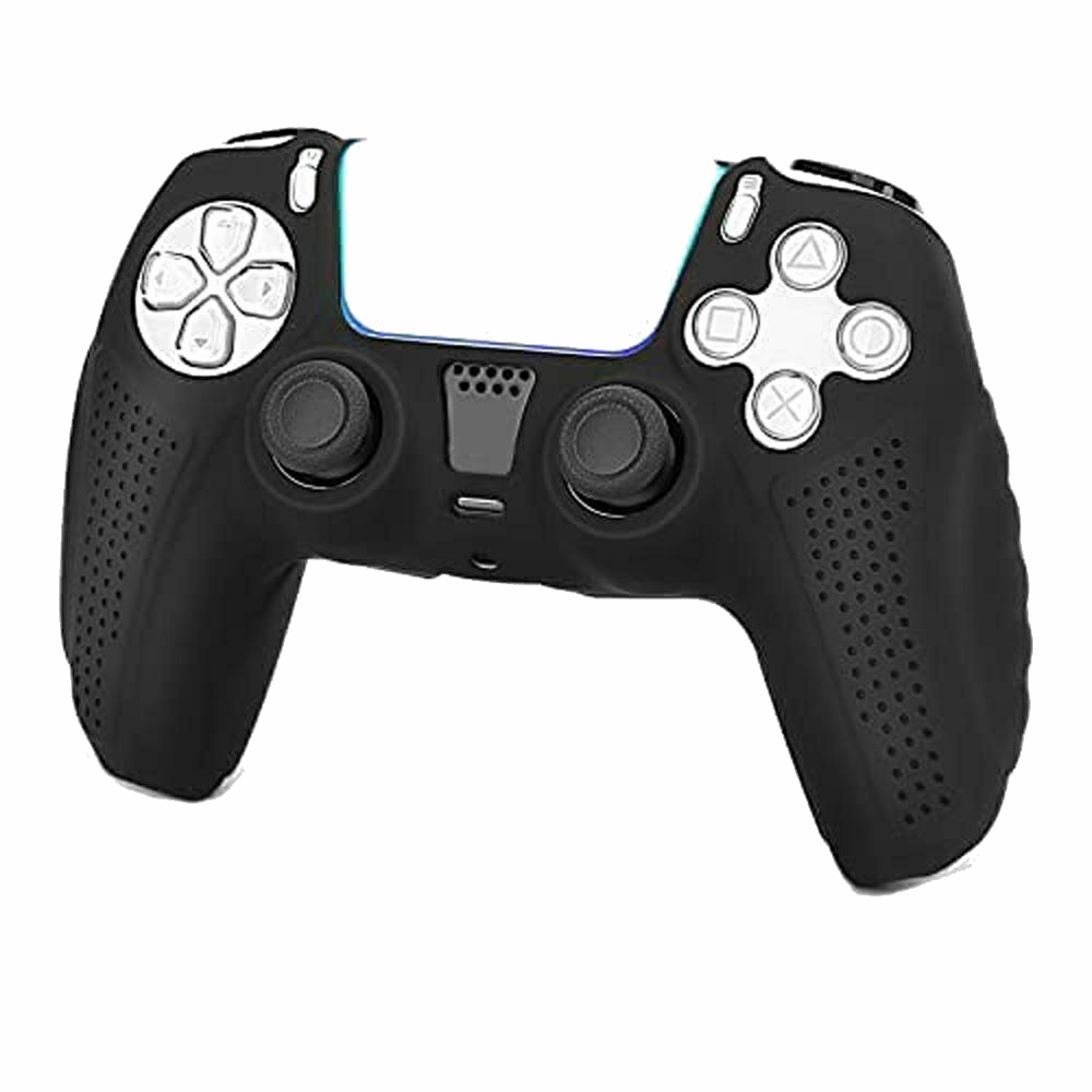 PS5 Controller Silicone Cover Case Skin With Grip With 2 Thumb Grips  Black - Image 1