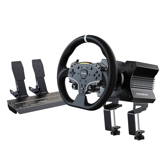 MOZA R5 Advanced Racing Simulator Bundle for PC Realistic Driving Experience, Featuring High-Performance Wheelbase and SR-Lite Pedals MOZA R5 Advanced Racing Simulator Bundle for PC Realistic Driving Experience, Featuring High-Performance Wheelbase and SR-Lite Pedals - Image 1
