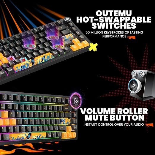 Cosmic Byte Phantom TKL Tri- Mode 2.4GHz + Bluetooth + Wired 5-PIN Hot Swap Mechanical Keyboard Black - Image 4