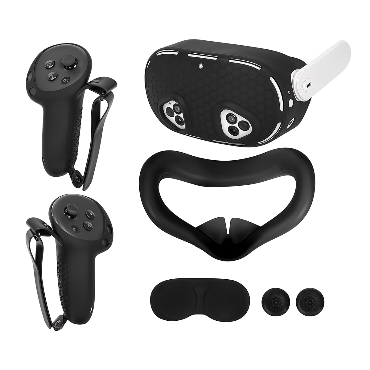 Meta Quest 3S 5-in-1 Silicone Accessories for , Protective Case Set for Meta Quest 3S, VR Skin Cover Case Silicone Face Pad Lens Cover - Image 1