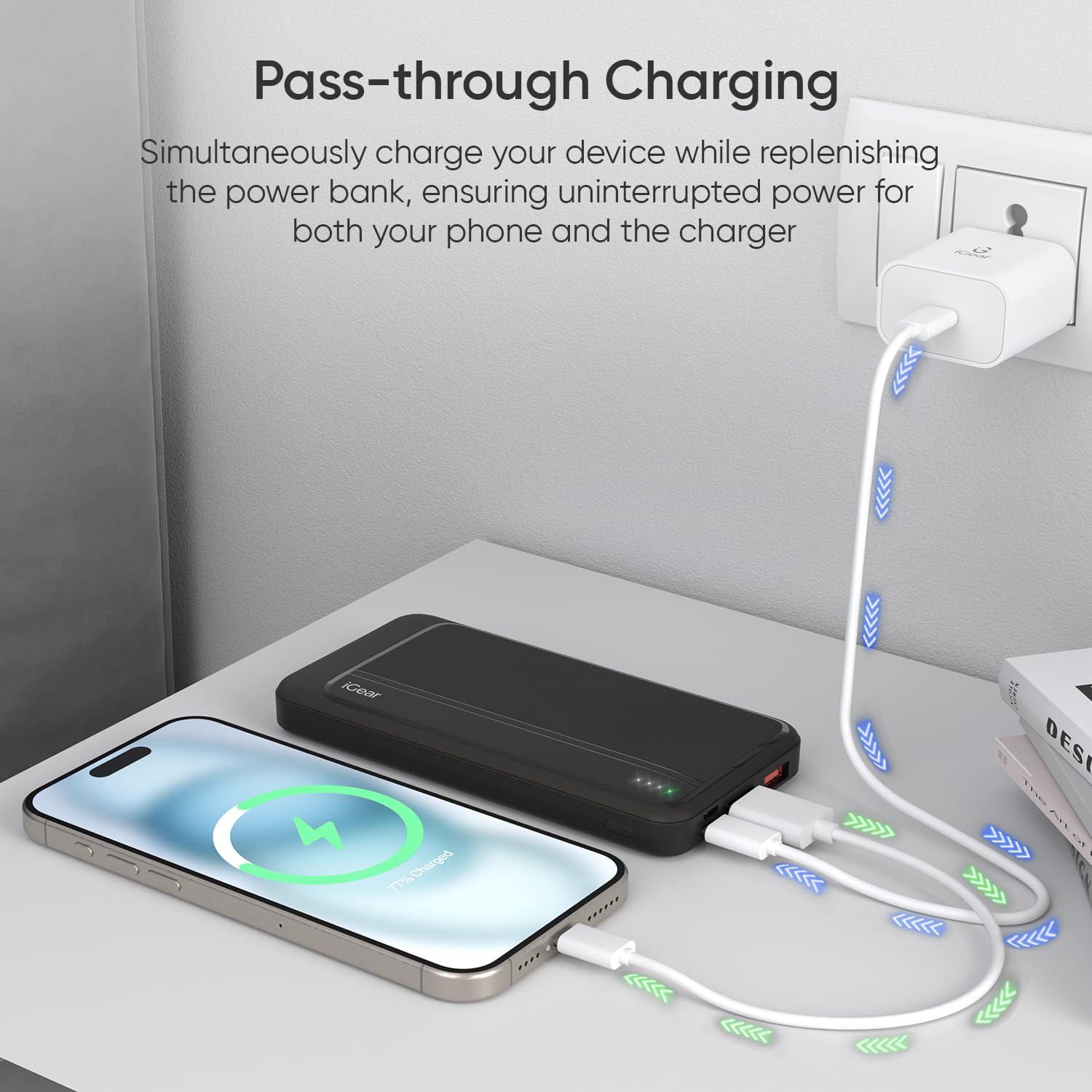 iGear Max PD Power Bank 10000mAh, Type-C PD 22.5W Fast Charging, Triple Output Ports, Battery Indicator, Wake-up Button, High-Speed Power Black - Image 3