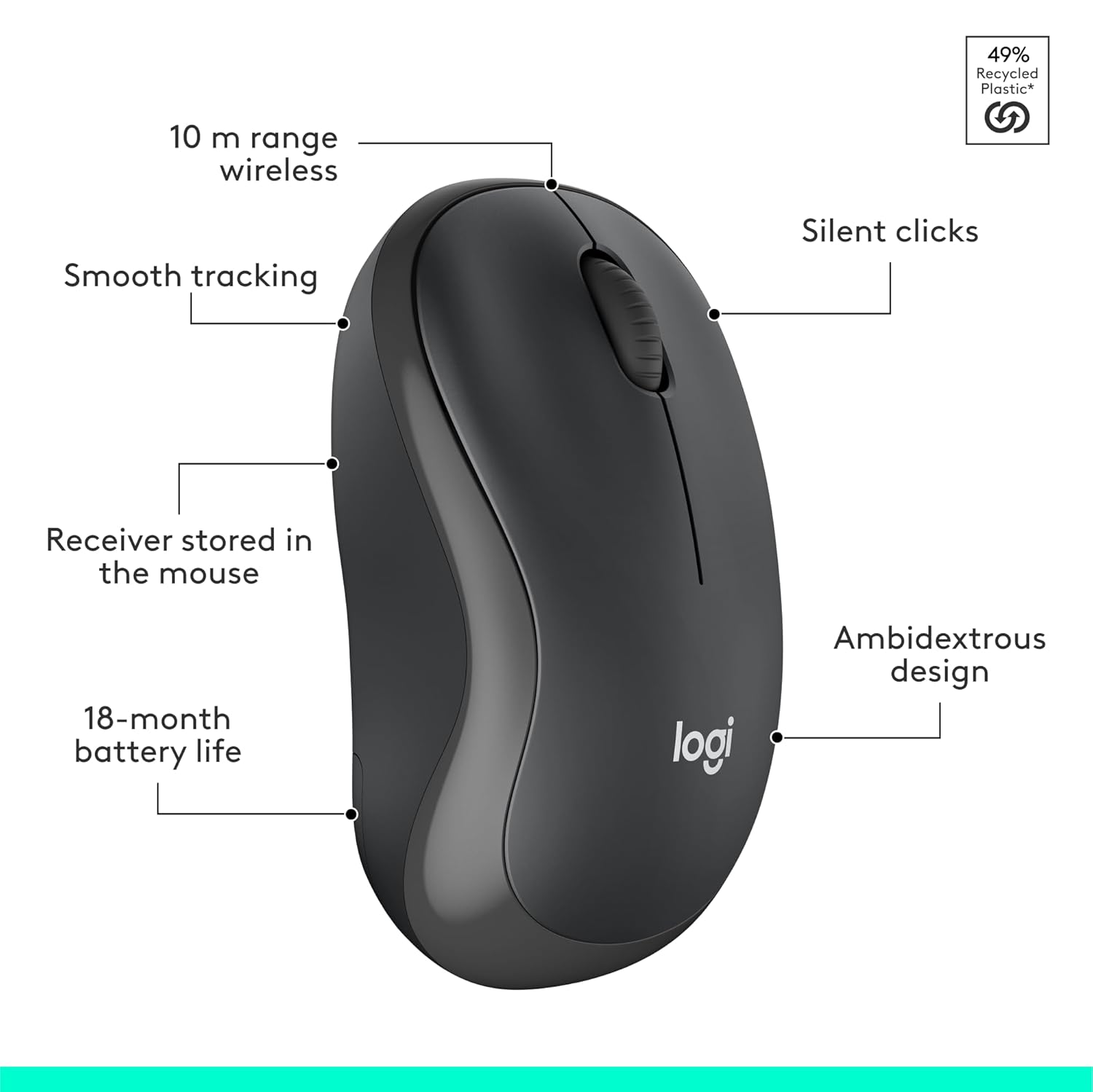 Logitech MK295 Silent Wireless Mouse & Keyboard Combo with SilentTouch Technology- Black - Image 3