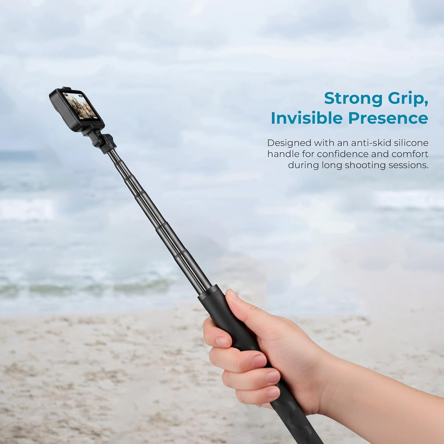 Digitek DTR 495 IS Aluminum Invisible Selfie Stick, 1.5meter, Rotation Lock, Anti-Skid, Compatible with Insta360, GoPro Hero And DJI Action Cameras - Image 8