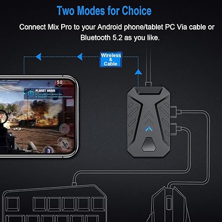 4 in 1 Mobile Game Combo Pack Pro with RGB Mini Gaming Keyboard & Mouse with Side Button, Gaming Adapter with Mobile Game Converter for Android (Wired+Wireless 4 in 1 Mobile Game Combo Pack Pro with RGB Mini Gaming Keyboard & Mouse with Side Button, Gaming Adapter with Mobile Game Converter for Android (Wired+Wireless - Image 3