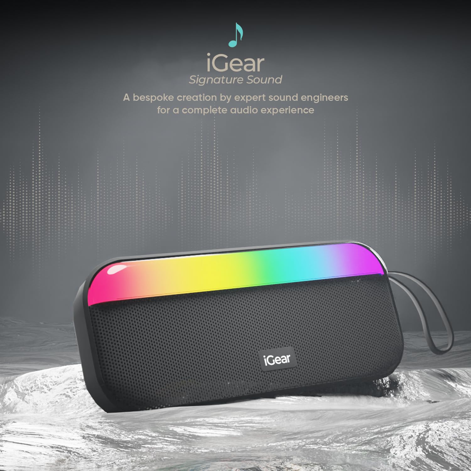 iGear Pulse 10W Mega Bass Speaker with RGB Lights, 3-Hour Playtime, TWS Function, Travel Loop , Multi-Connectivity Black - Image 4