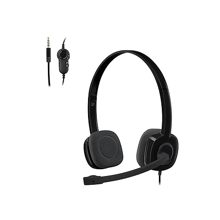 Logitech H151 Wired Headphones On Ear Headphones With Mic (Black) - Image 1