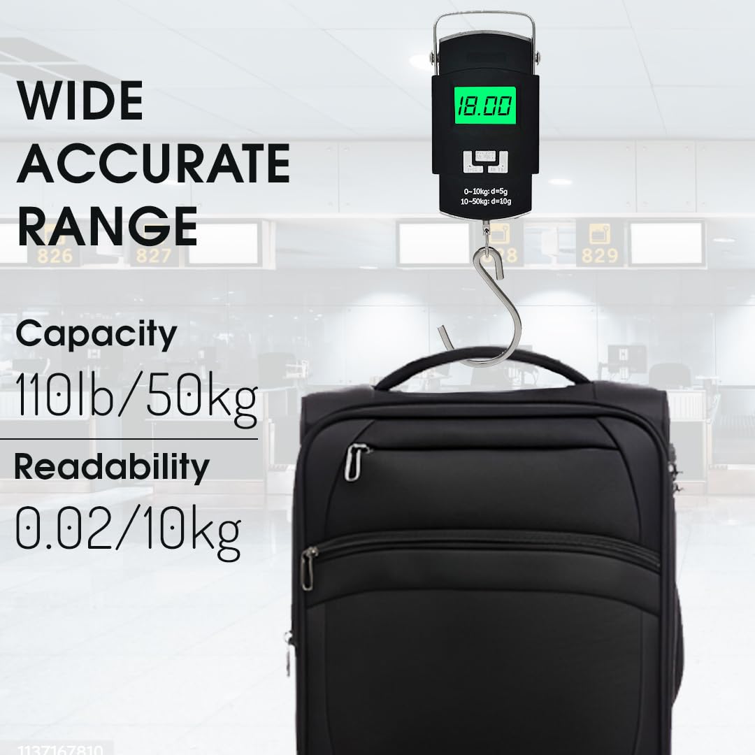 WH A08 digital weighing Scale machine for Luggage weighing, Weighing scale capable of 50kg, Scale with LCD Display And Stainless steel hook. - Image 5