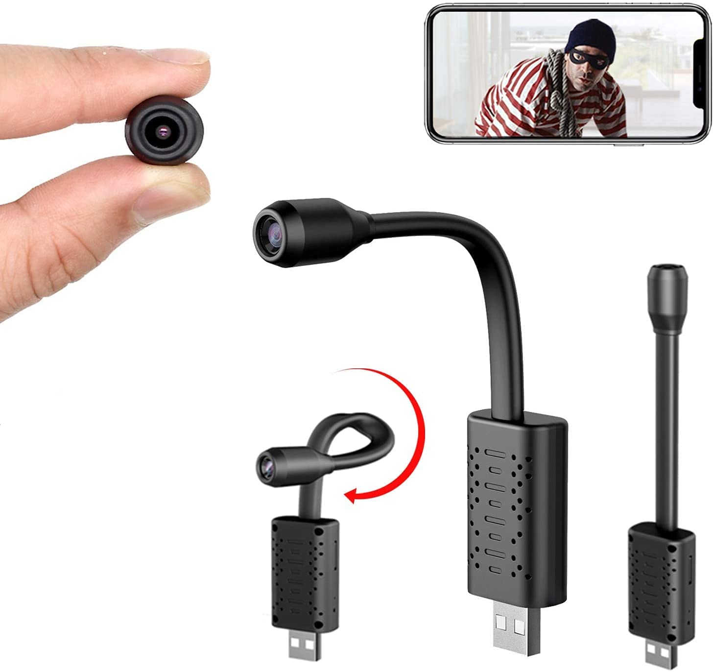 2MP Full HD Flexible USB WiFi Camera 1080P, Smart Mini Home Security Cam with 140° Wide Angle Lens, Real-Time Motion Sensor Alerts And Live Streaming - Image 1