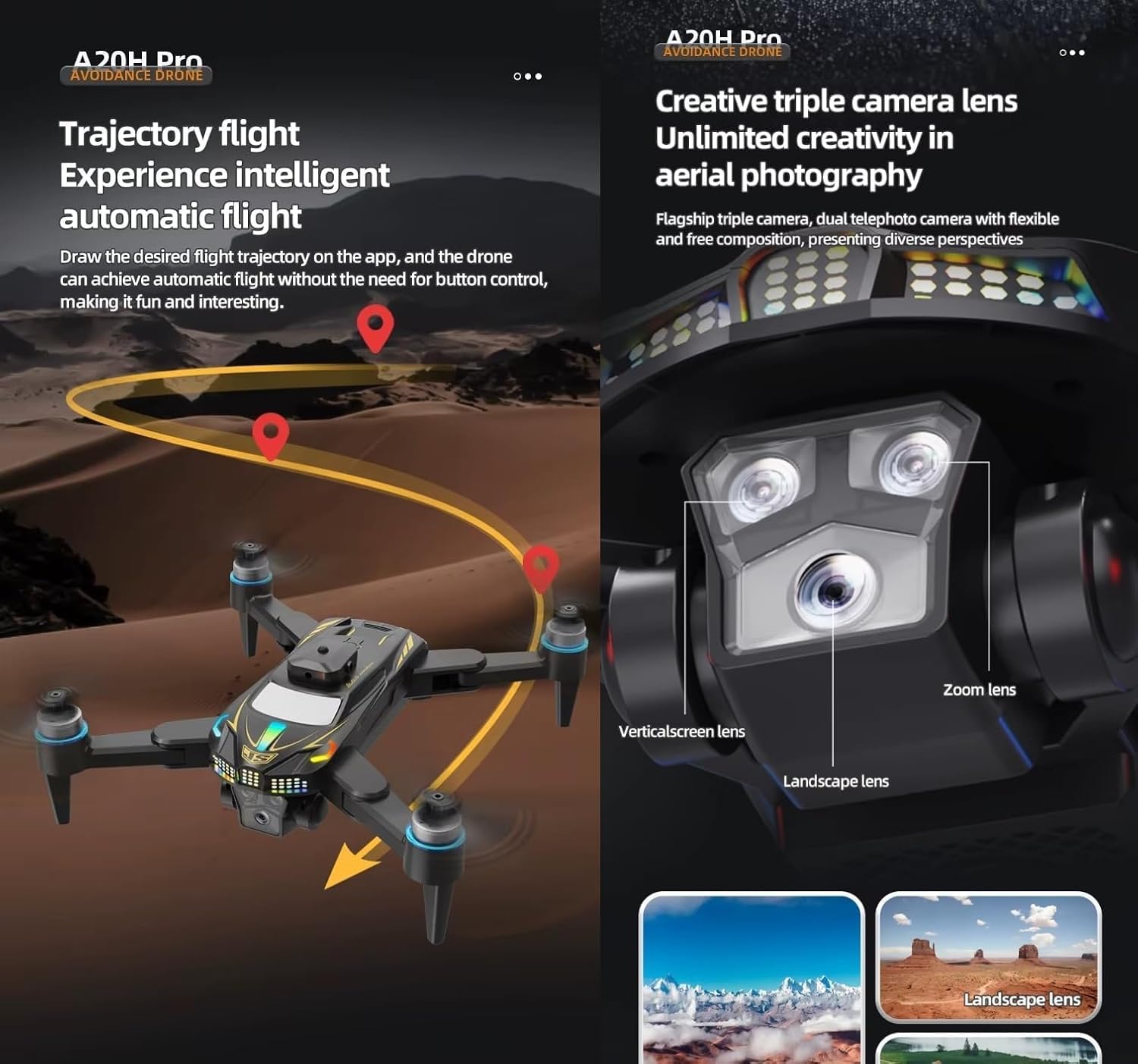 T6 Pro Drone Dual Camera 4k Optical Flow Positioning Remote Control Flying Quadcopter Gesture Video Drone with Brushless Motor and Obstacle Avoidance 4.5 Inch LCD Display - Image 6