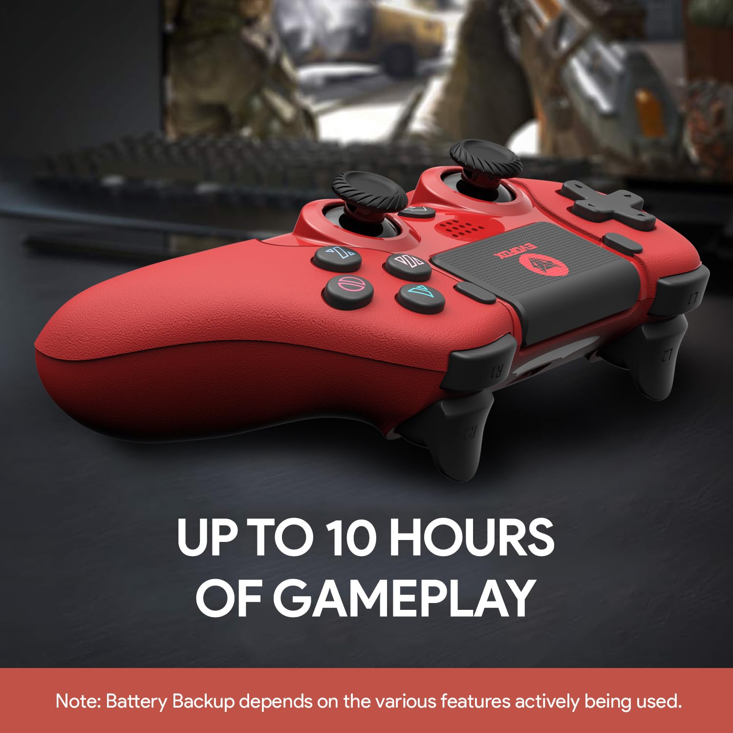 EvoFox Elite Play ps4 controller, iPad, Phones, Bluetooth 5, Dual Vibration, 6 Axis Gyro Sensor, 10 Hours, Touch Panel Red Unboxed ( Preowned ) - Image 6