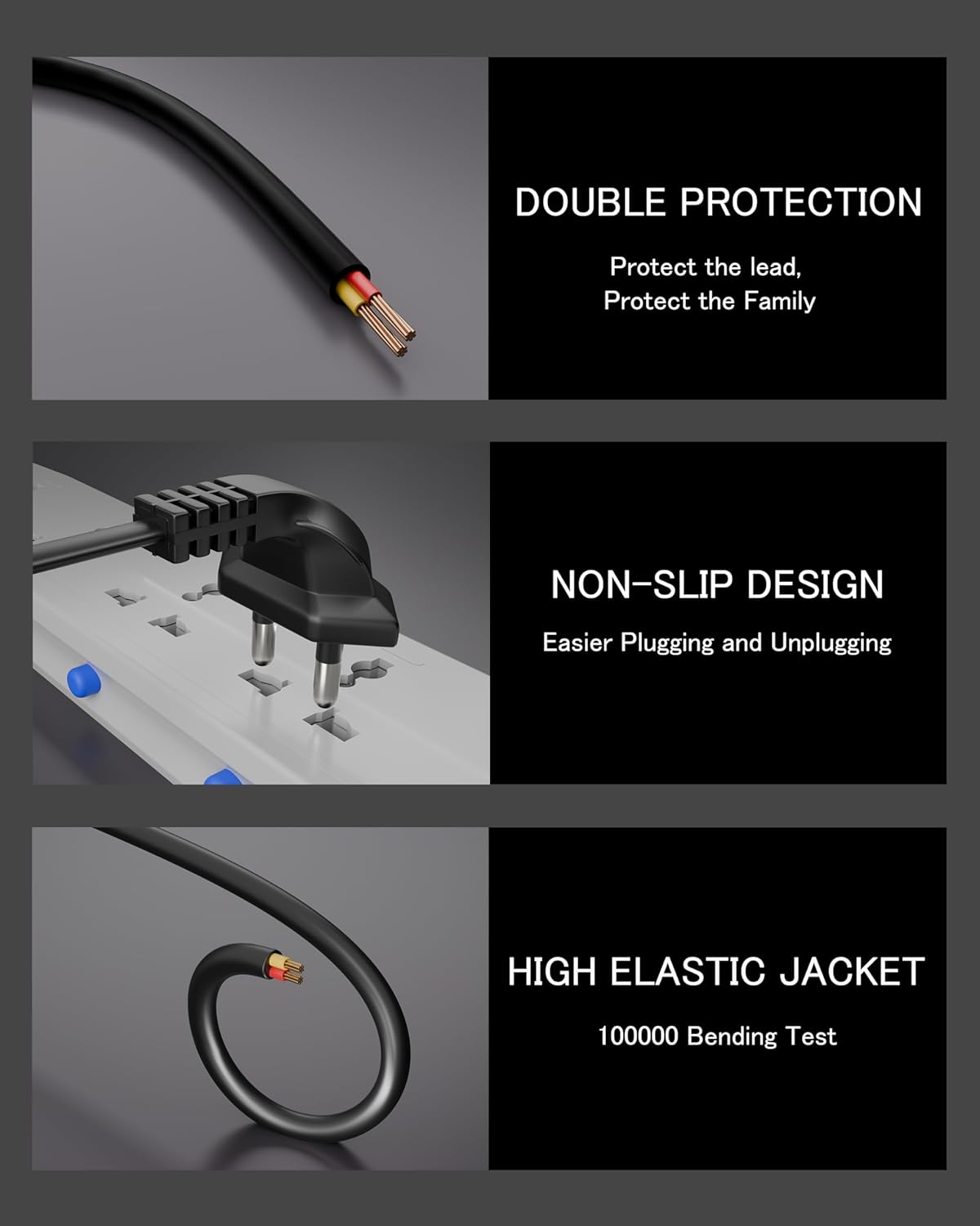 Power Cable 2 pin angled philips pin angled L-Shape Universal Replacement AC Power Cord Cable Black - Image 5