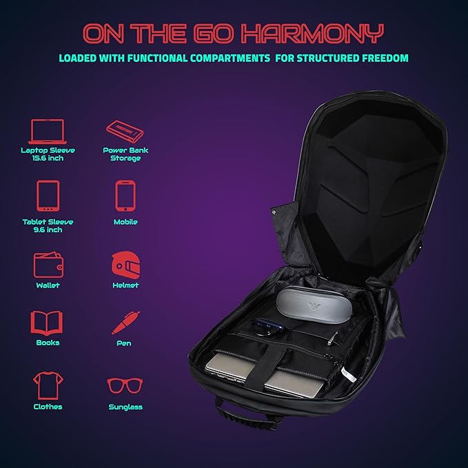 LED Backpack 31L, Motorcycle Riding Bag With Programmable Screen, App Control, Water Resistant, Unisex Expandable Daypack For College, Travel, Laptop, Helmet - Image 10