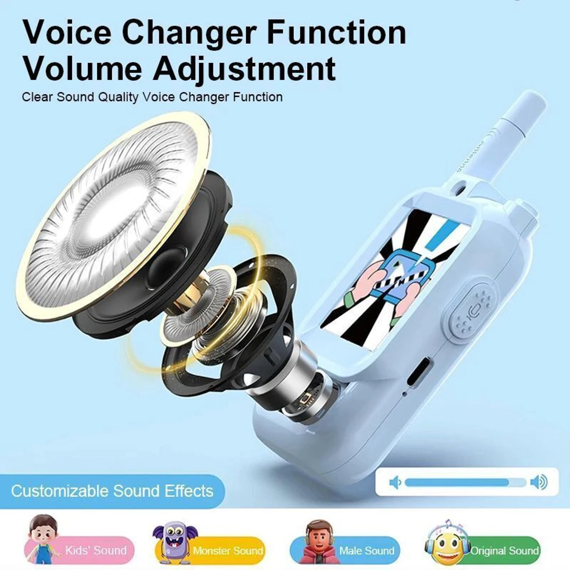 Video Walkie Talkie for Kids, Rechargeable, 2 PCS Pack, 2-Inch Screen, 2-Way Real-Time Video Call 1000FT Range, Indoor Outdoor HD Camera Multicolor - Image 4