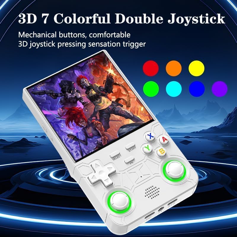 R36 Ultra Retro Handheld Game Console, with 64G Built-in 20000+ Games, 3000mAh Rechargeable, Support 20+ Simulators, Linux System, 4.0 Inch IPS Screen Portable Pocket Arcade with RGB Light Blue - Image 3