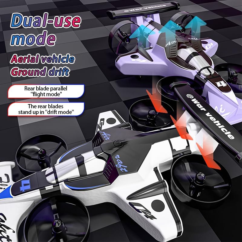 2-in-1 Flying Car & Stunt Drone, Racing Drift Aircraft 2in1 RC Quadcopter & Flying Car Toys Small Micro Indoor Remote Control Flying Car Toy - Image 7