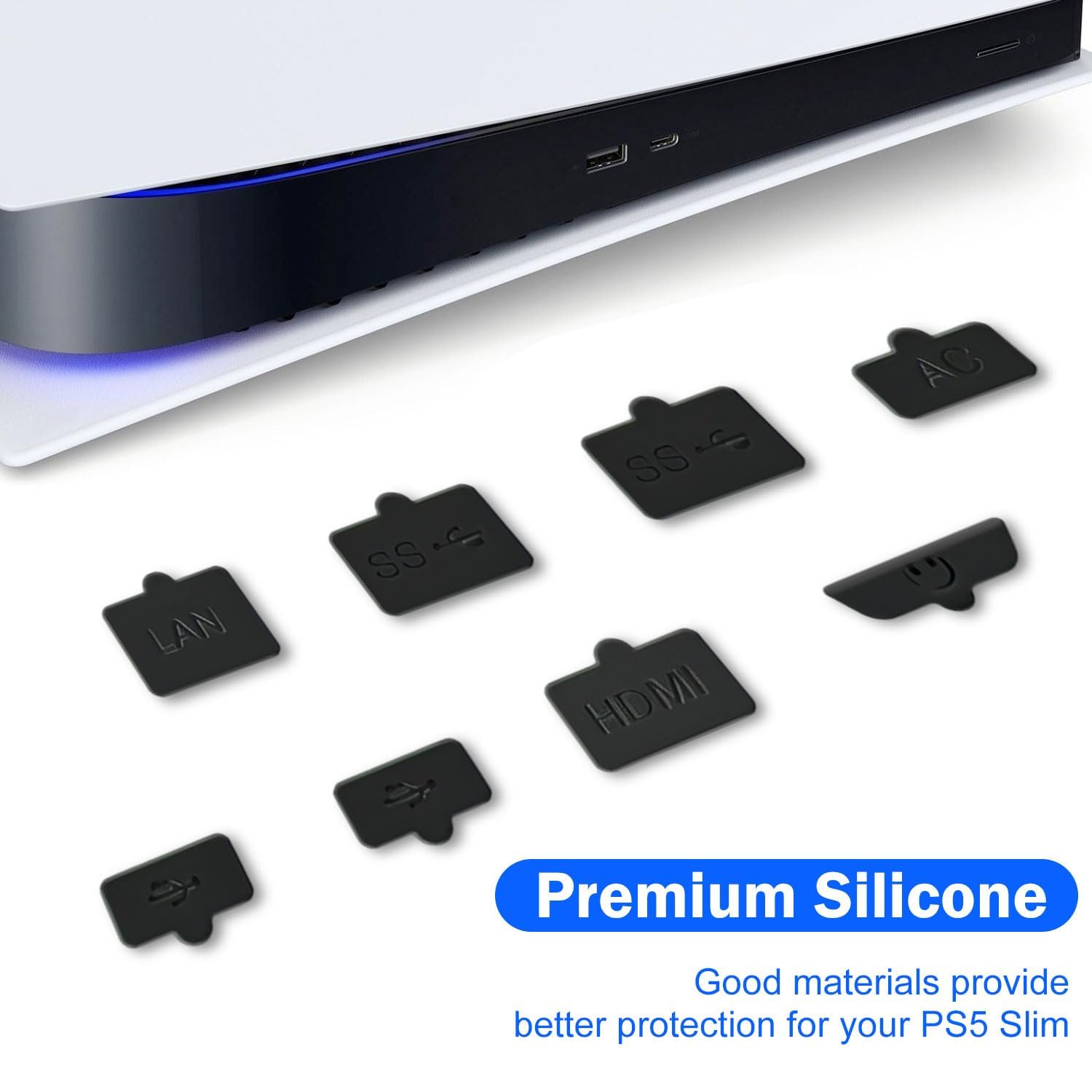 Dust Plug for PS5 Slim, 9Pcs Dust Plug Kit for PS5 Slim Console, Silicone Dust Plugs Protector Anti dust Cover Dustproof Plug for PS5 Slim Playstation 5 Disk/Digital Console PS5 Game Console Accessories - Image 6