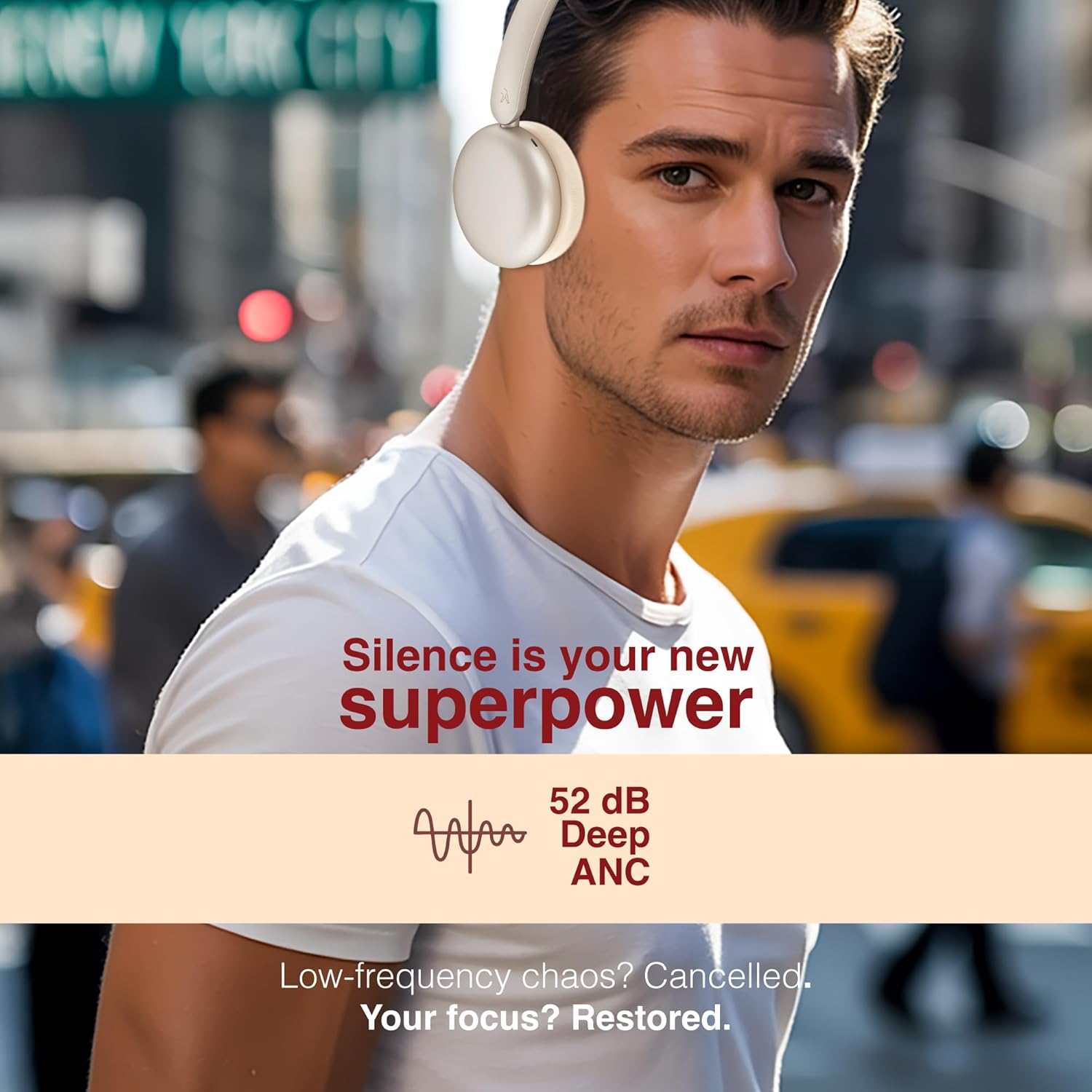 FINGERS 3D-Trance ANC Wireless Headphones 52 dB Deep Active Noise Cancellation, 360° Spatial Sound, 120 Hrs Playtime, 40ms Low Latency, Multi-Point Pairing, Premium Zip Case Bundled, Pearly Gold - Image 5