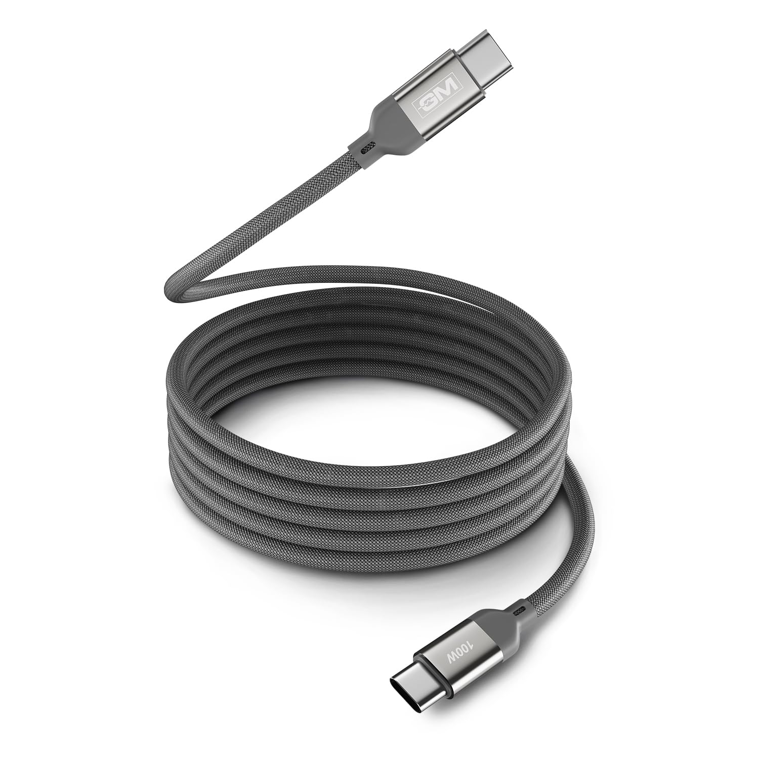 GM G+ Flash PD 100W Grey Magnetic Cable, Type-C to Type-C, 1.2M Length, Premium Braided Copper Wire, Durable And Wear Resistance - Image 1