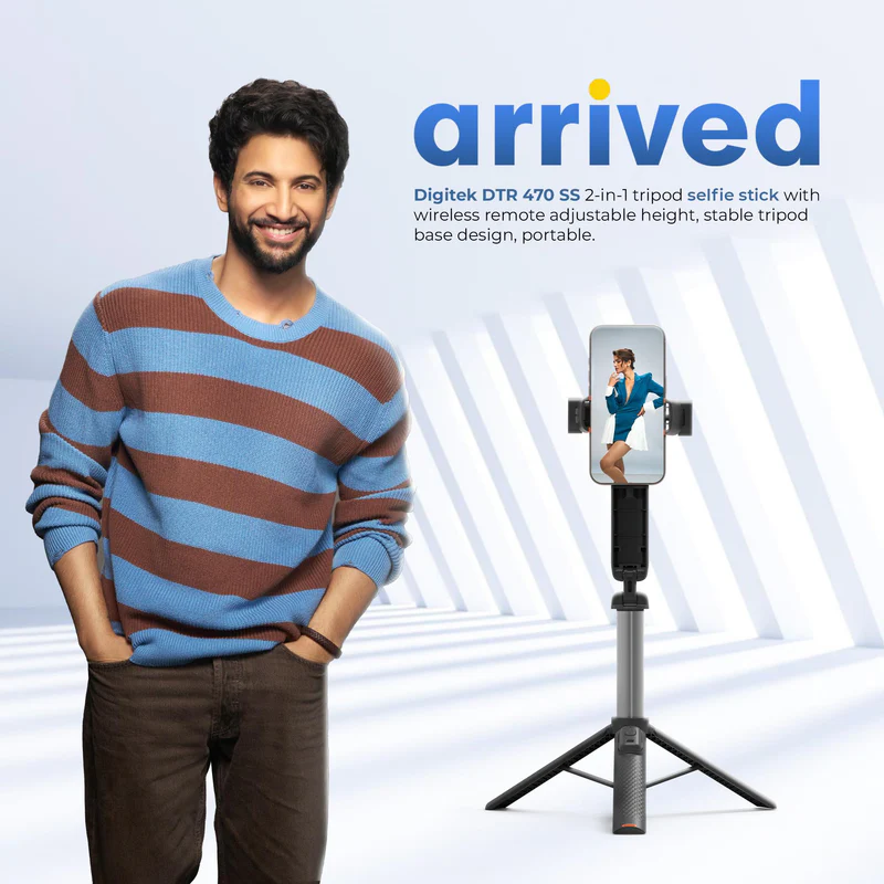 Digitek DTR 470SS Foldable Tripod Selfie Stick, Wireless Remote And 3 Leg Tripod Base, 4.67 Ft Max Height, 360 Degree, Smartphone for Vlogging, Reels - Image 2