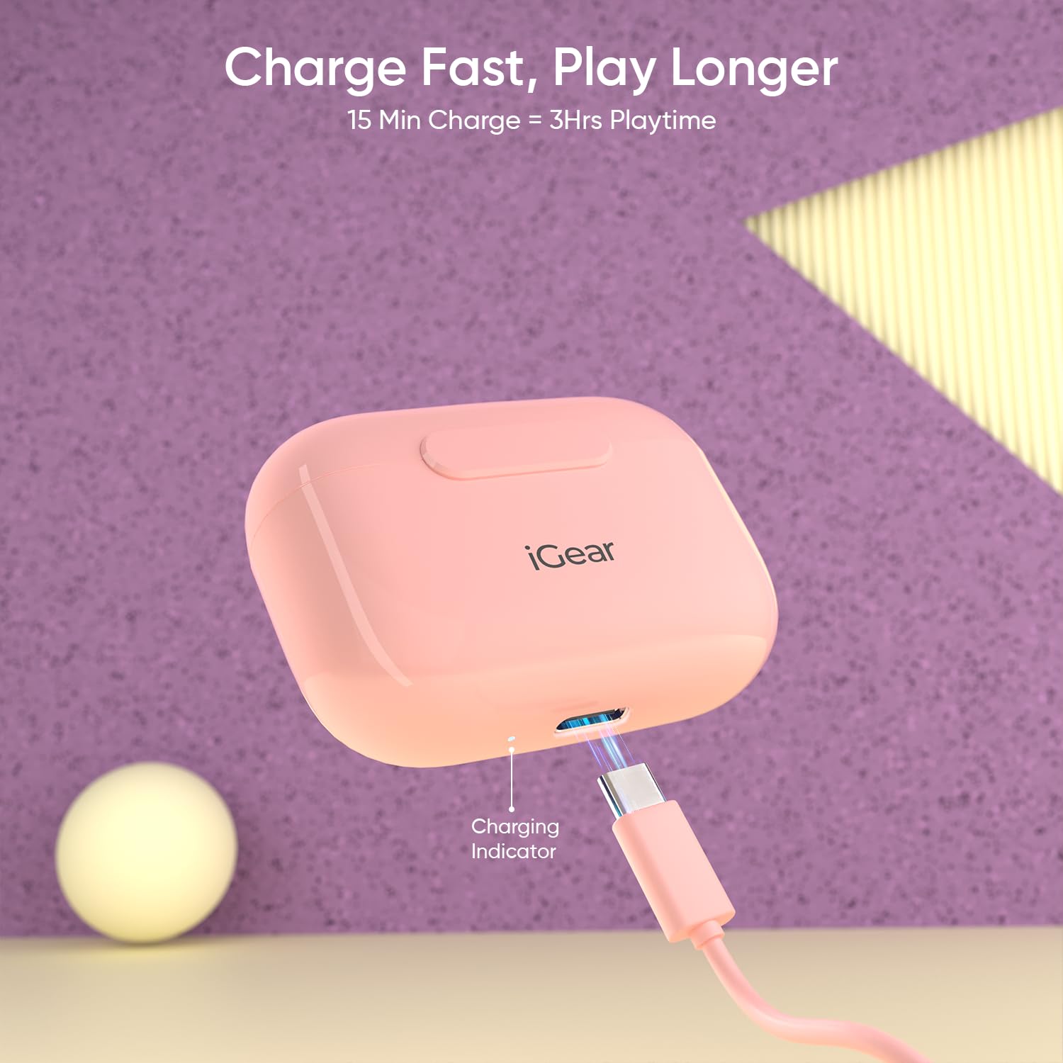 iGear Superbuds in-Ear TWS Earbuds with Bluetooth V5.4, Voice Assistance, 20H Playtime, Touch Control, Sweatproof, Clear Calls, Low Latency, Pink - Image 8