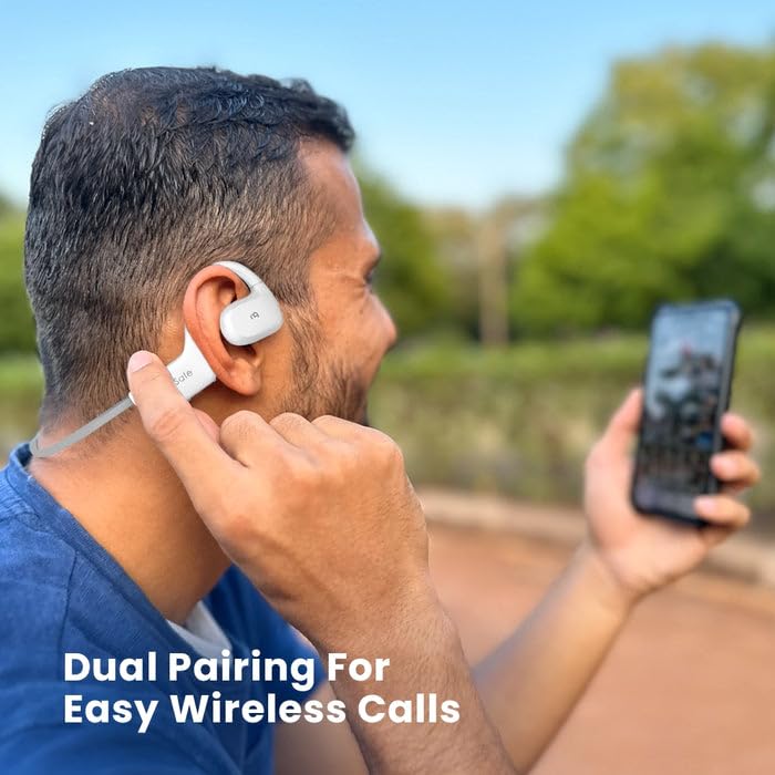 Ng Earsafe Lite Open Ear Air Conduction Headphones, Bluetooth V5.2, Dual Pairing, Ipx5 Water-Resistant & Sweatproof, 12H + Battery Life For Workout, Sports, All Day Long Calls, 2024 Model, White - Image 4