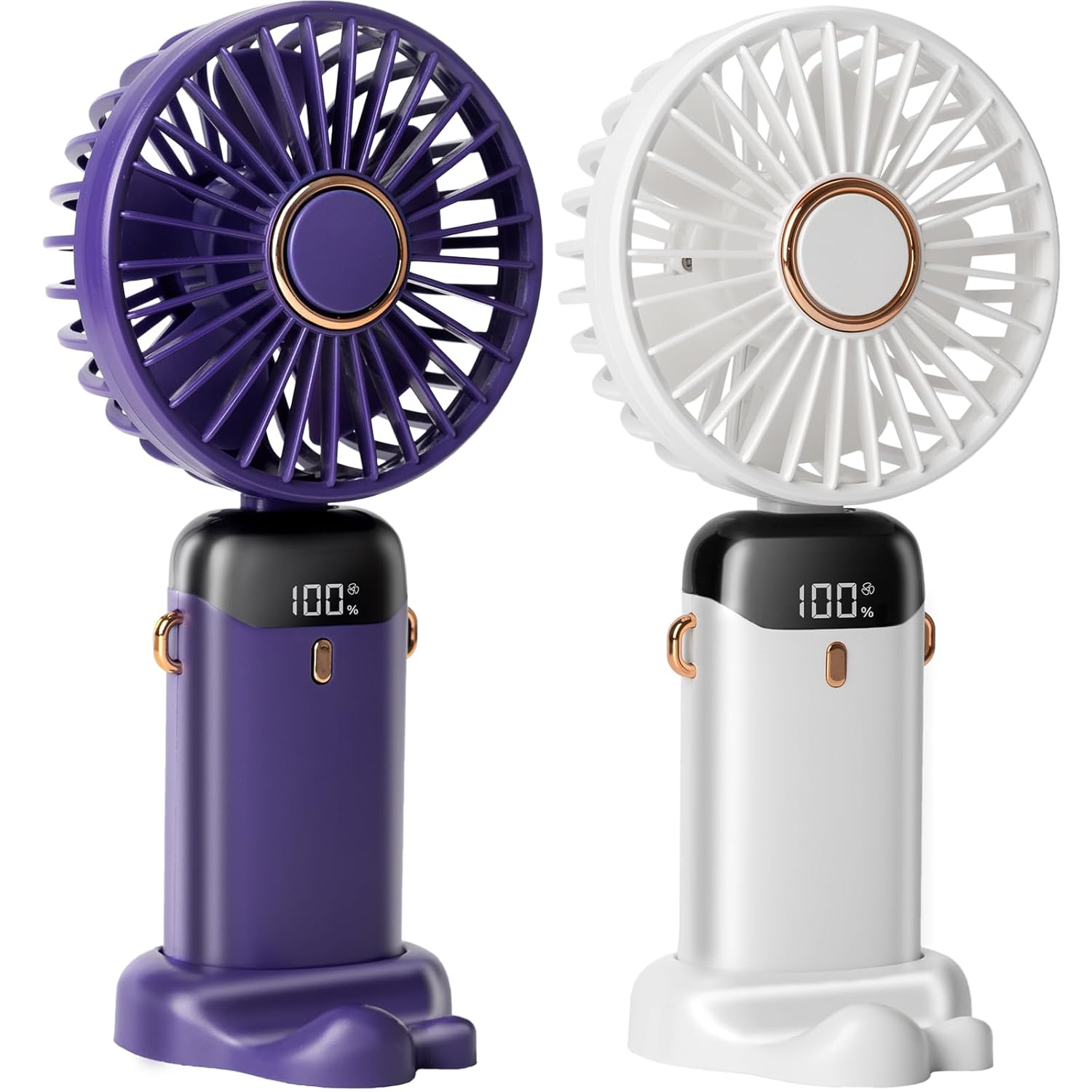 Portable Handheld Fan, 3200mAh Portable Fan with LED Display, 90° Foldable, 5 Speed Wind,Hand Held/Neck/Desk 3 in 1 Personal Small Fans, Multicolour - Image 1