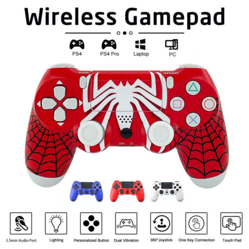 Compatible Dualshock 4 PS4 Wireless Controller Spiderman Print Red for PS4 - Image 3