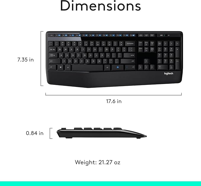 Logitech MK345 Wireless Keyboard and Mouse Set Full-Sized Keyboard with Palm Rest and Comfortabal - Image 6