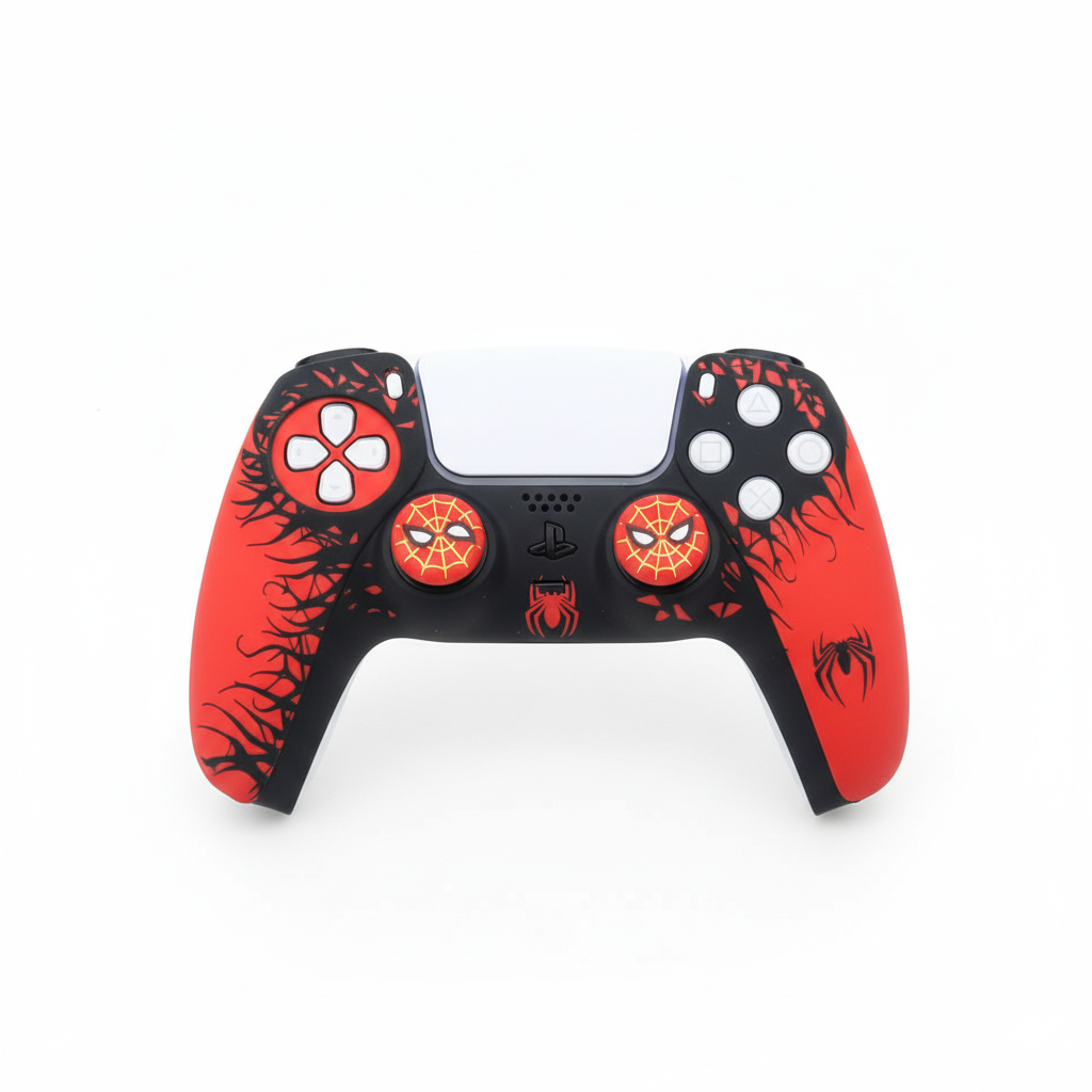 PS5 Controller Silicone cover Case Spiderman 2 edition with 2x Spider eye Thumb Grips - Image 2
